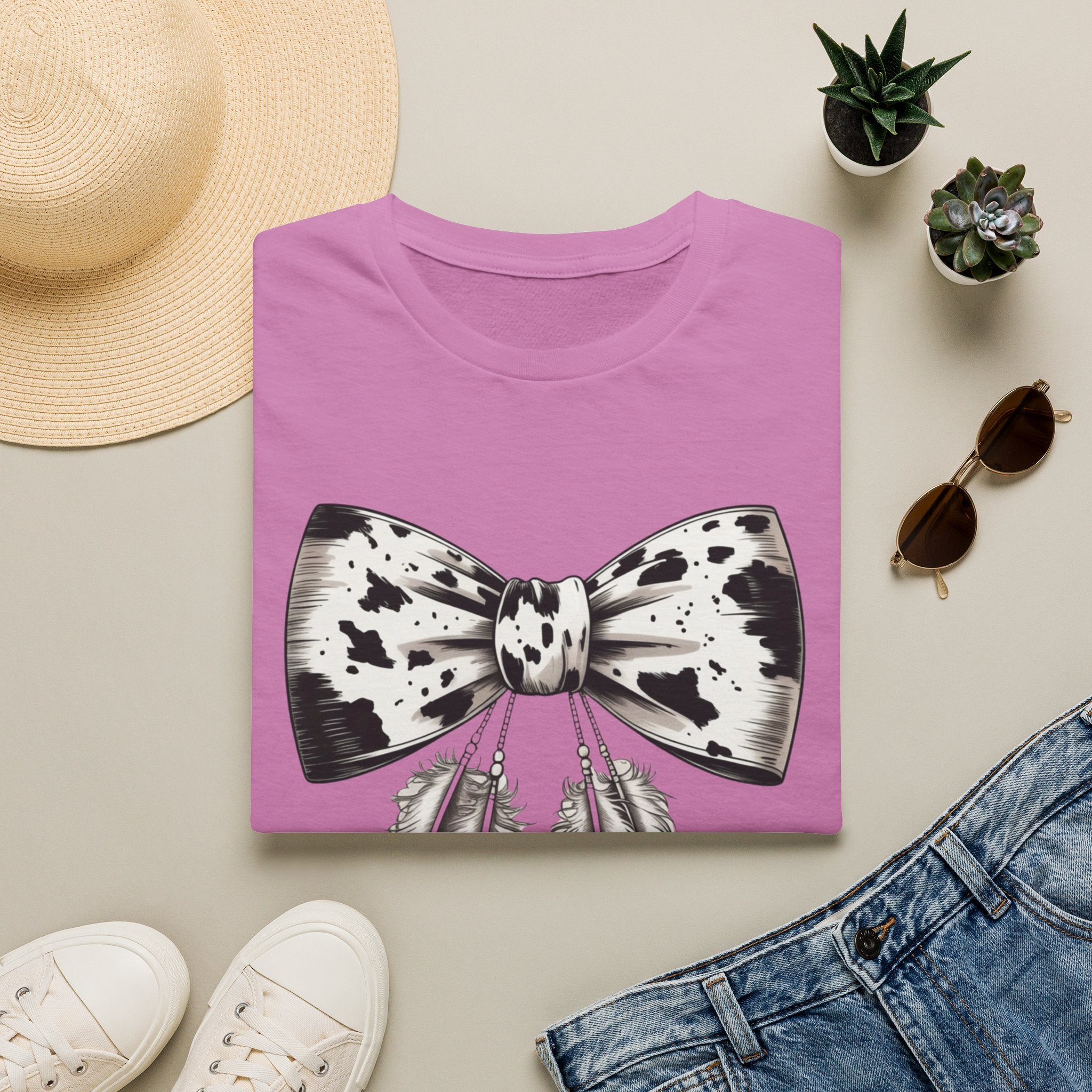 Cow Bow with Feathers Softstyle T-Shirt