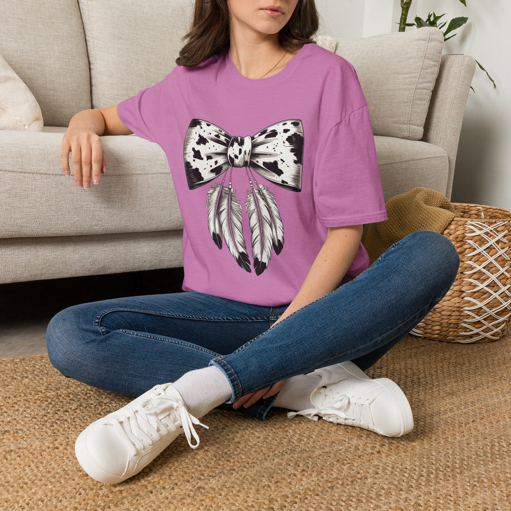 Cow Bow with Feathers Softstyle T-Shirt