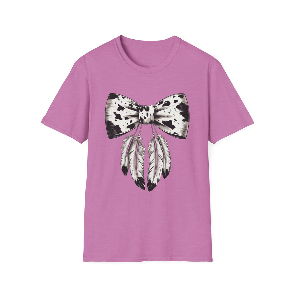 Cow Bow with Feathers Softstyle T-Shirt