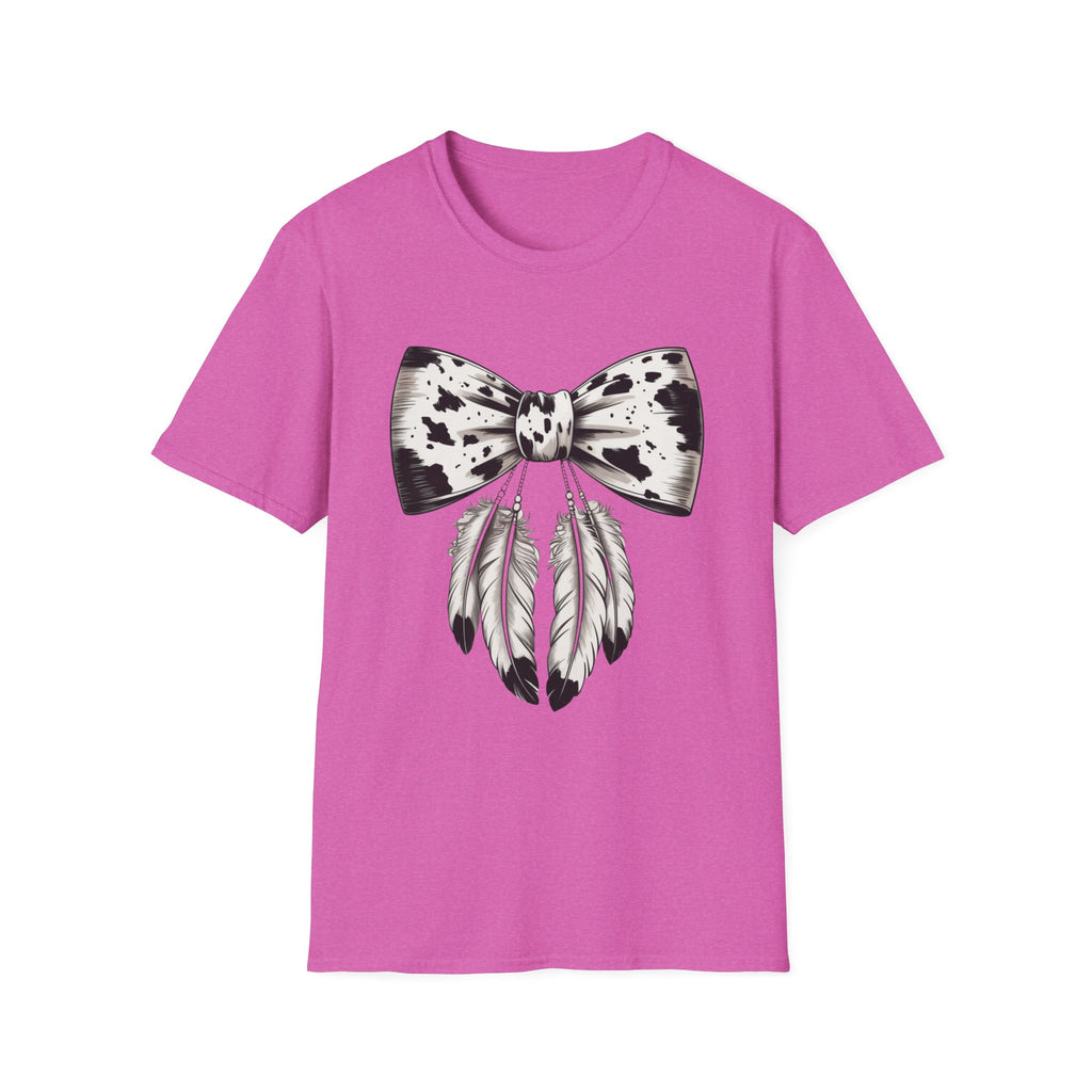 Cow Bow with Feathers Softstyle T-Shirt