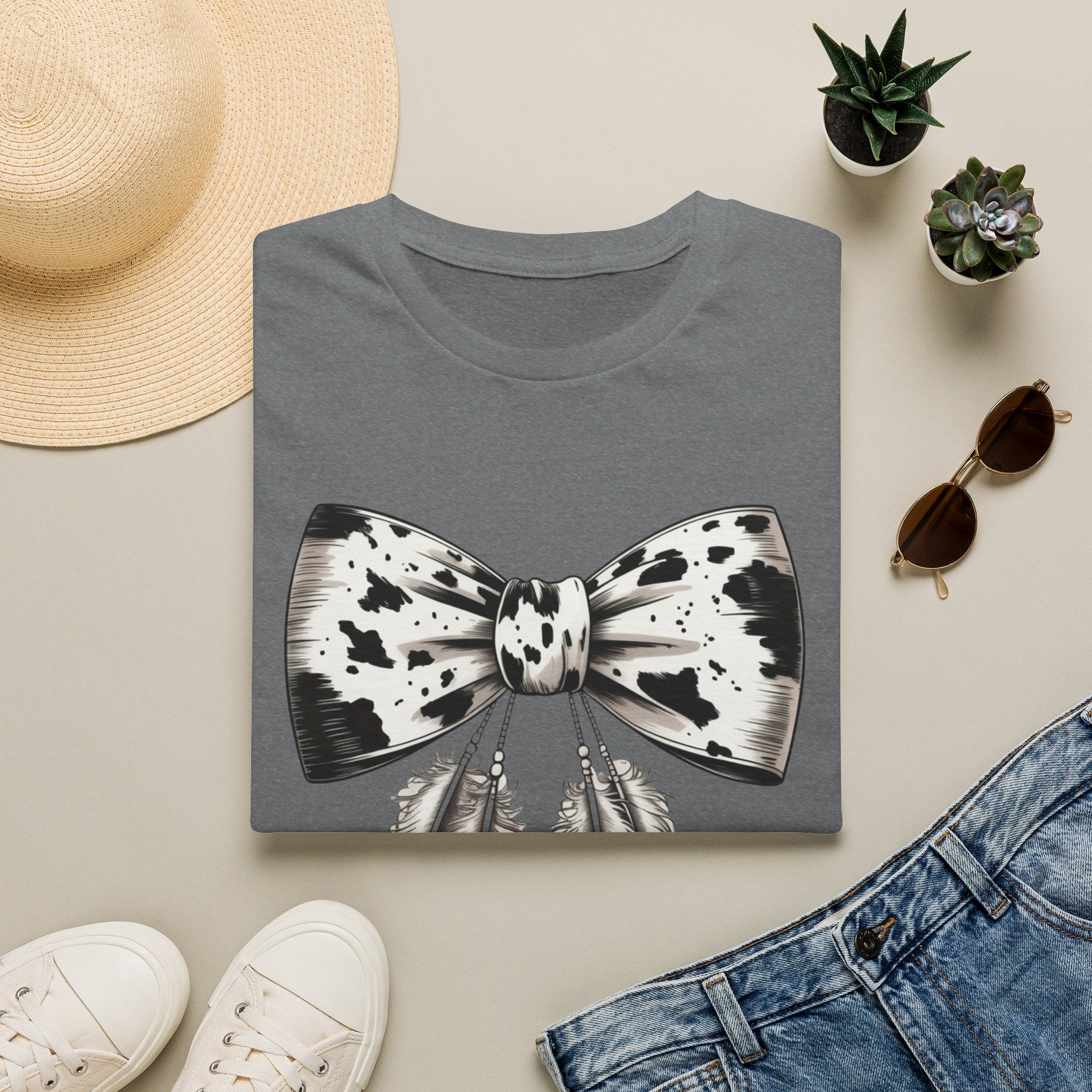 Cow Bow with Feathers Softstyle T-Shirt