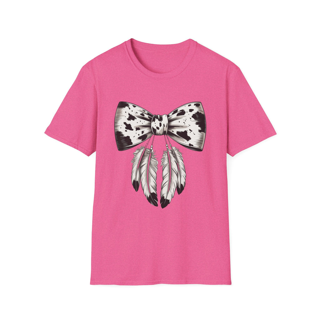 Cow Bow with Feathers Softstyle T-Shirt