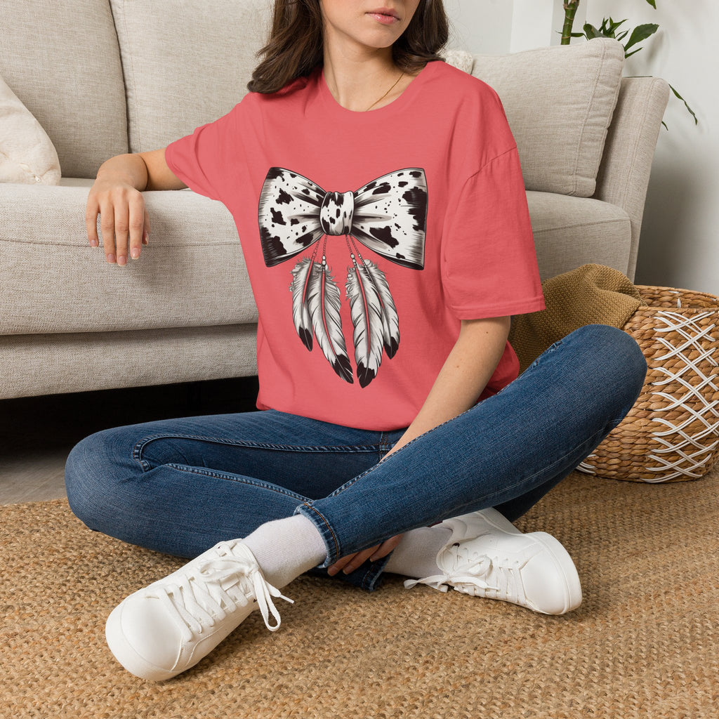 Cow Bow with Feathers Softstyle T-Shirt