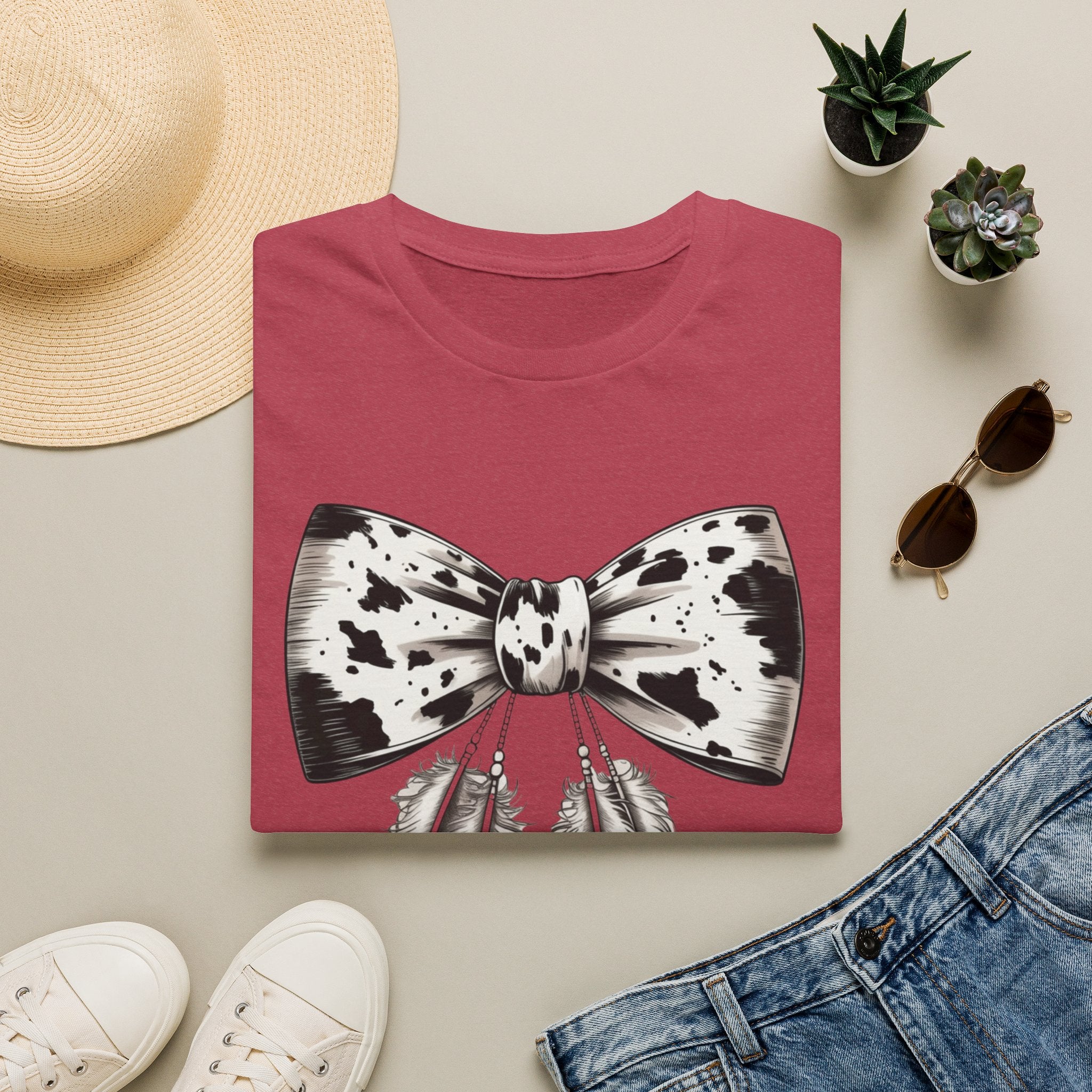 Cow Bow with Feathers Softstyle T-Shirt