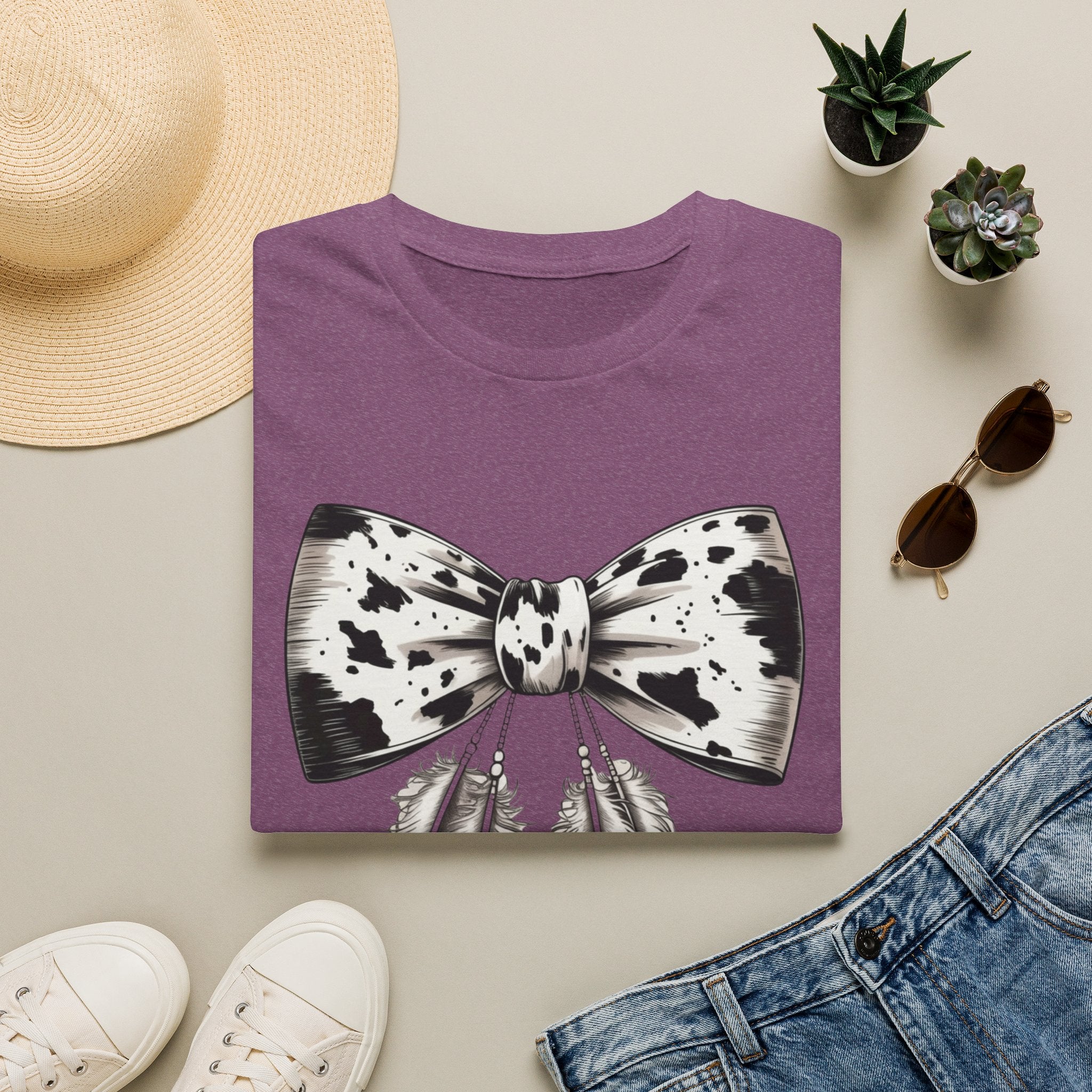 Cow Bow with Feathers Softstyle T-Shirt