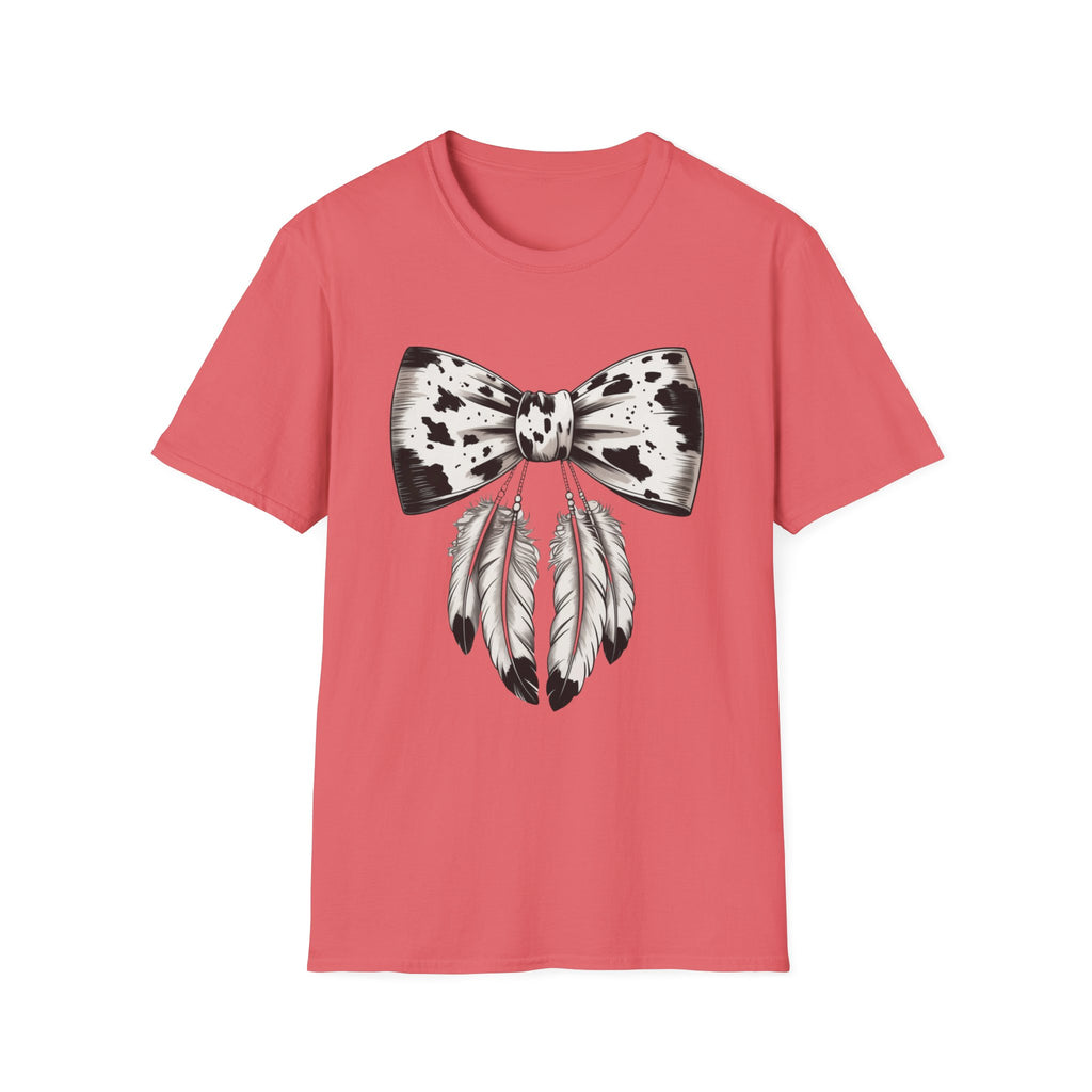 Cow Bow with Feathers Softstyle T-Shirt