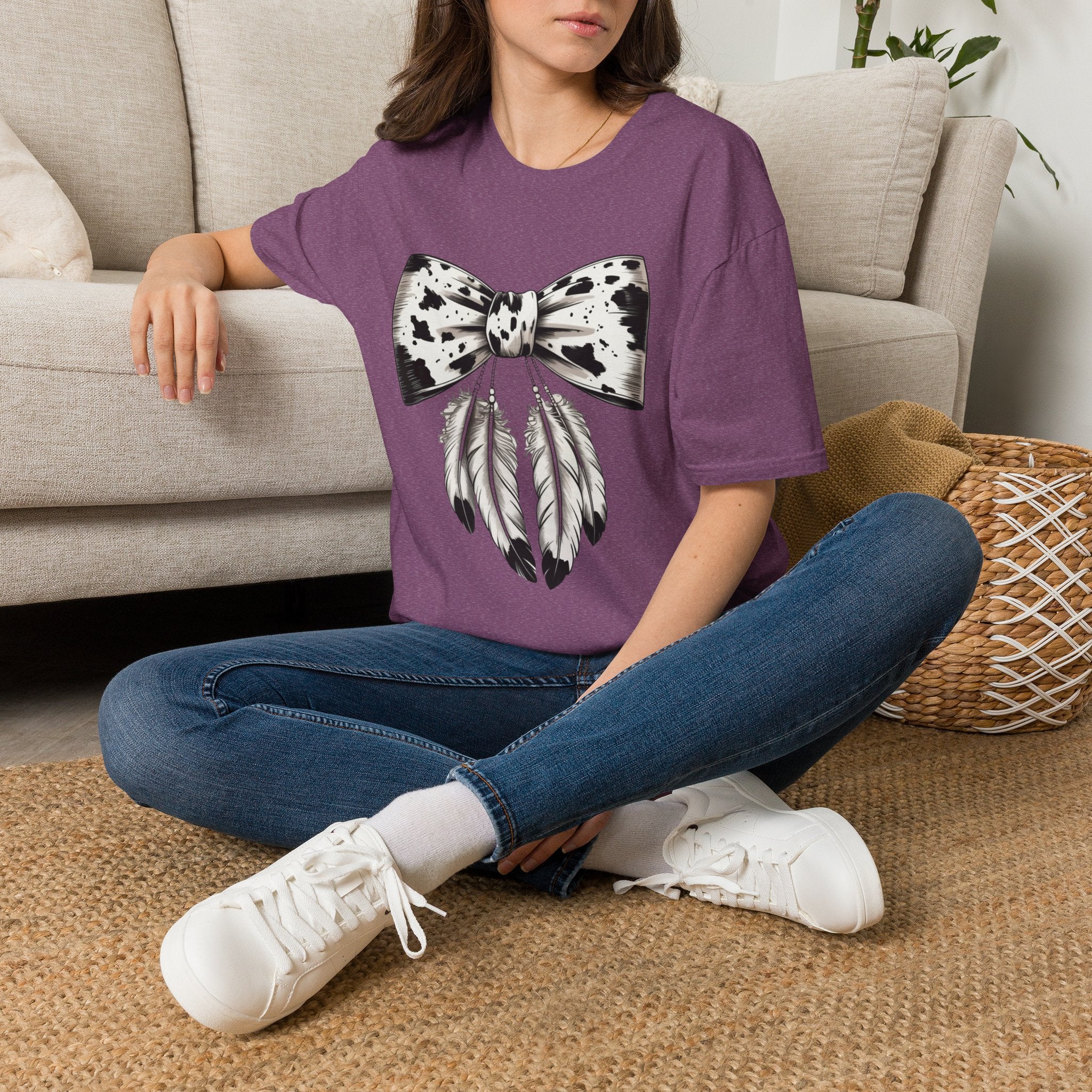 Cow Bow with Feathers Softstyle T-Shirt