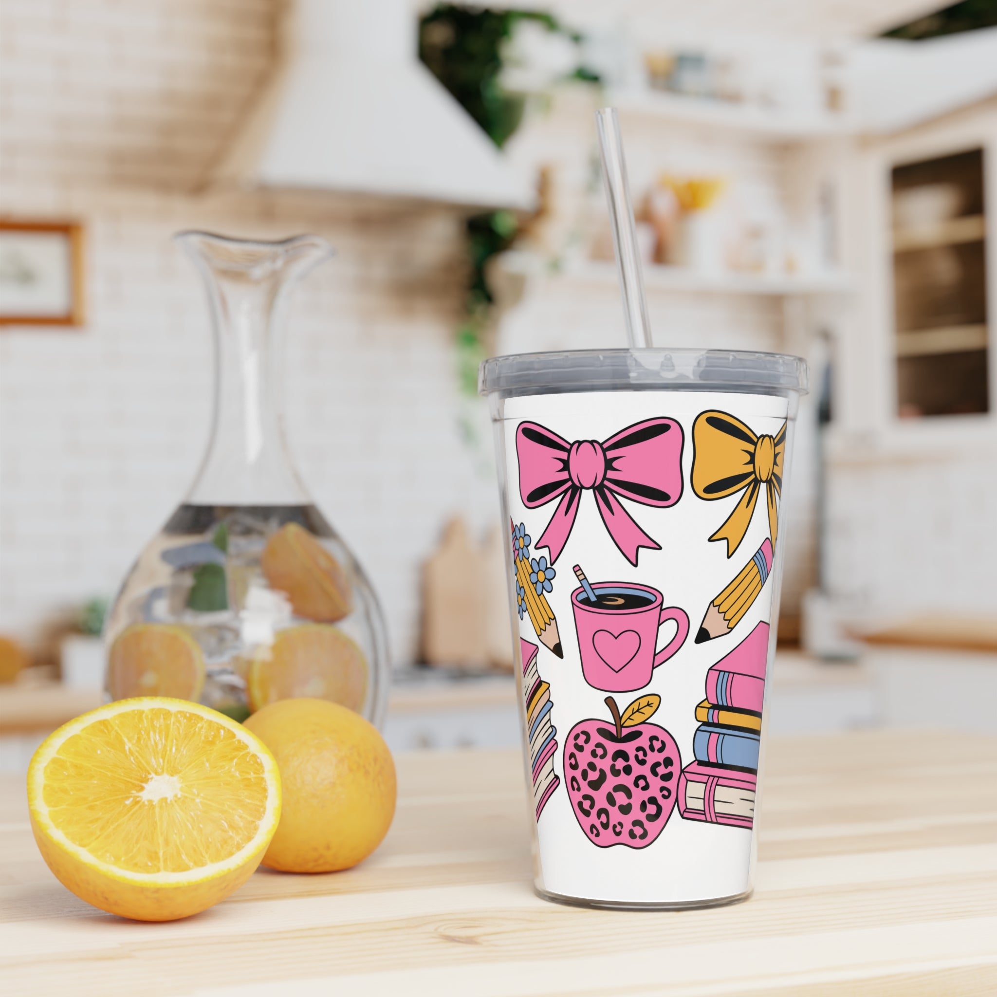 Plastic Tumbler with Straw