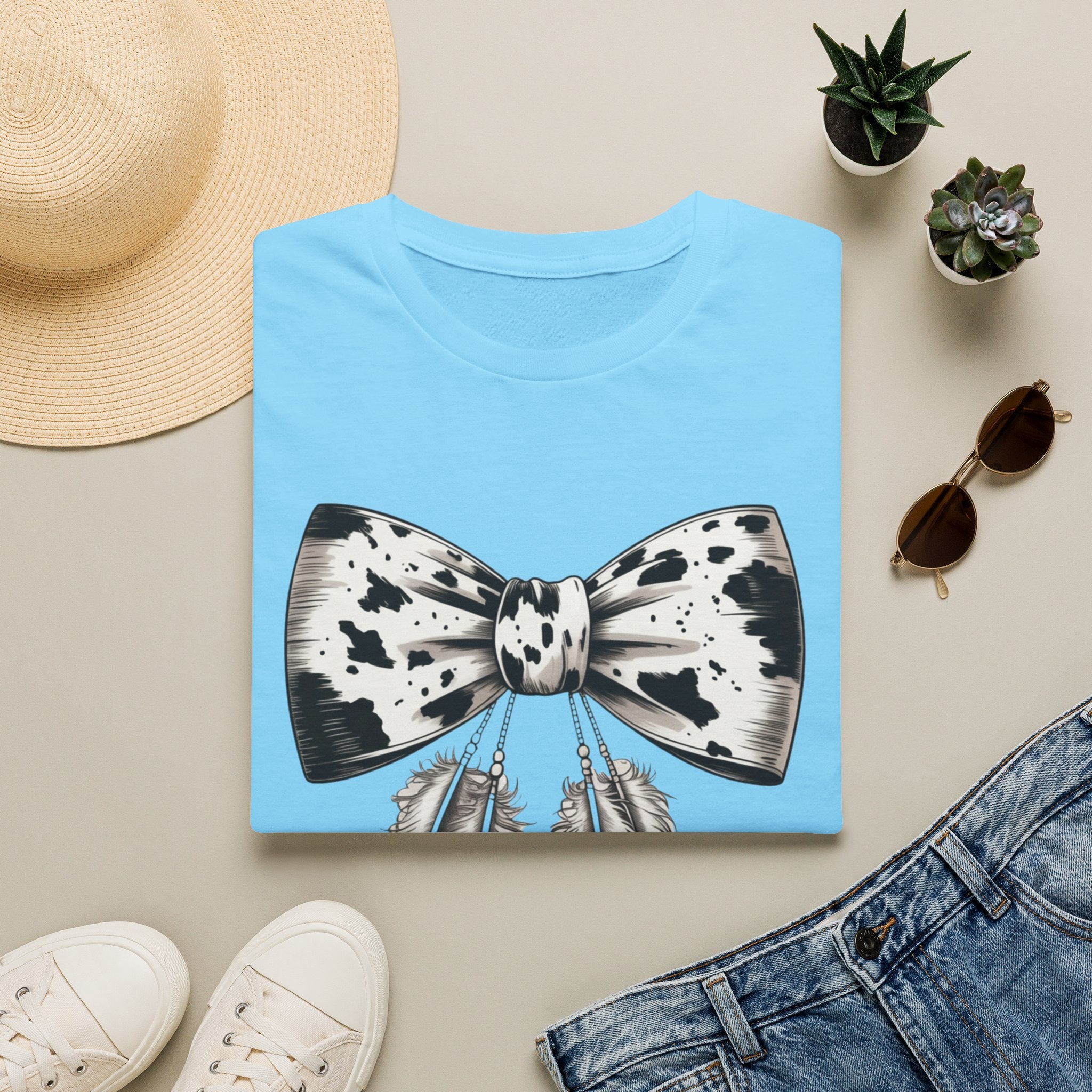 Cow Bow with Feathers Softstyle T-Shirt