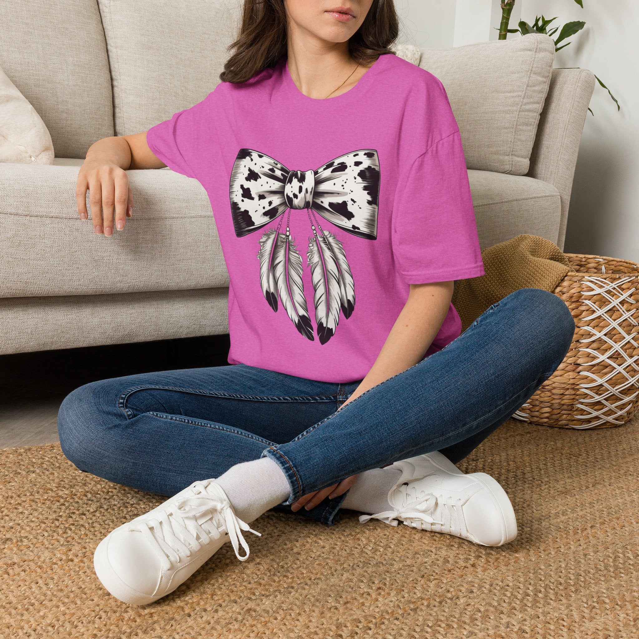 Cow Bow with Feathers Softstyle T-Shirt