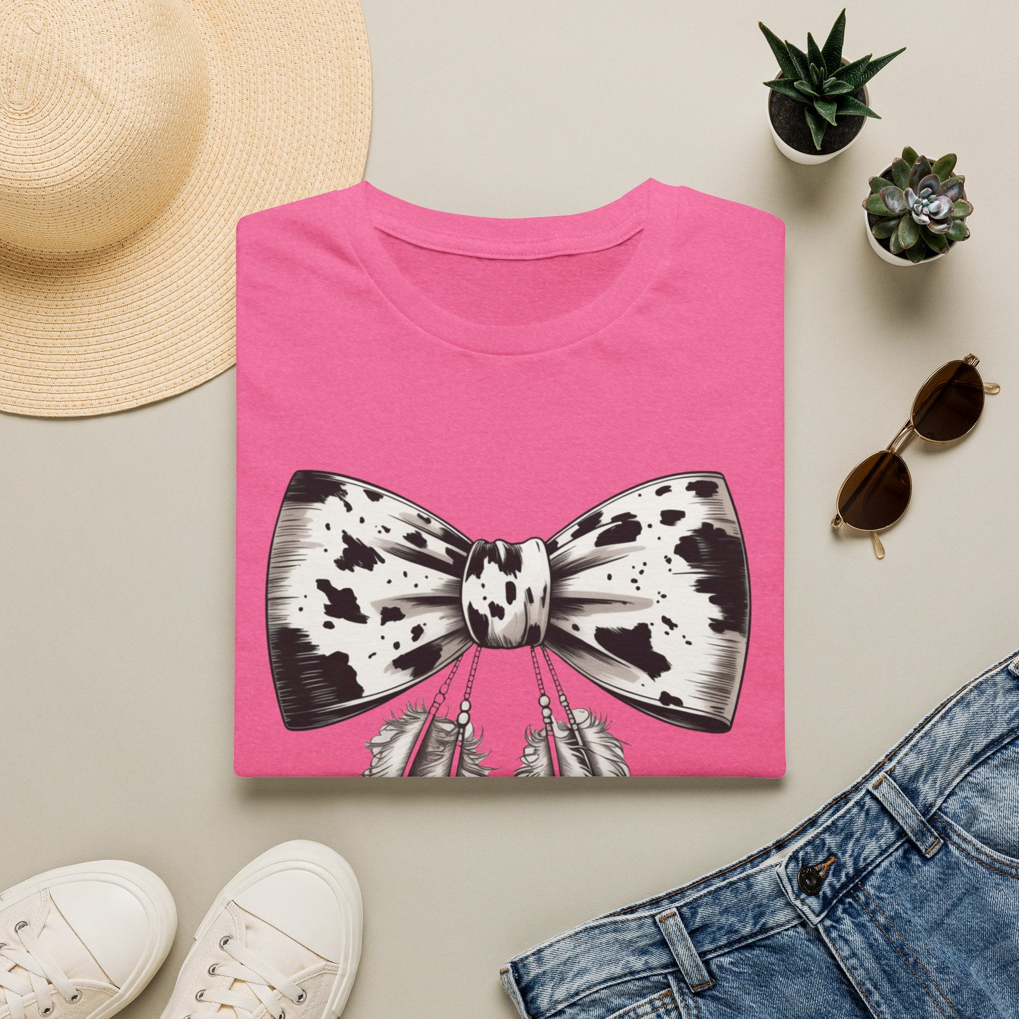 Cow Bow with Feathers Softstyle T-Shirt