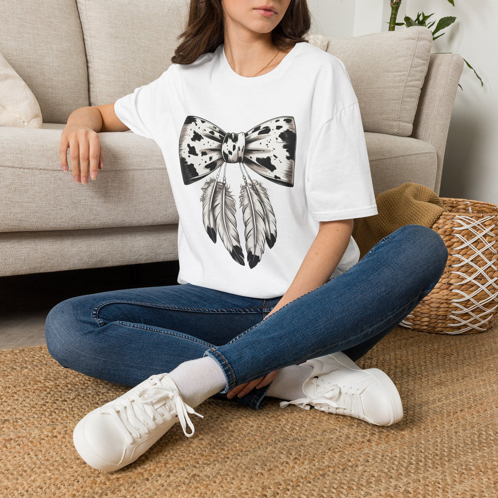 Cow Bow with Feathers Softstyle T-Shirt