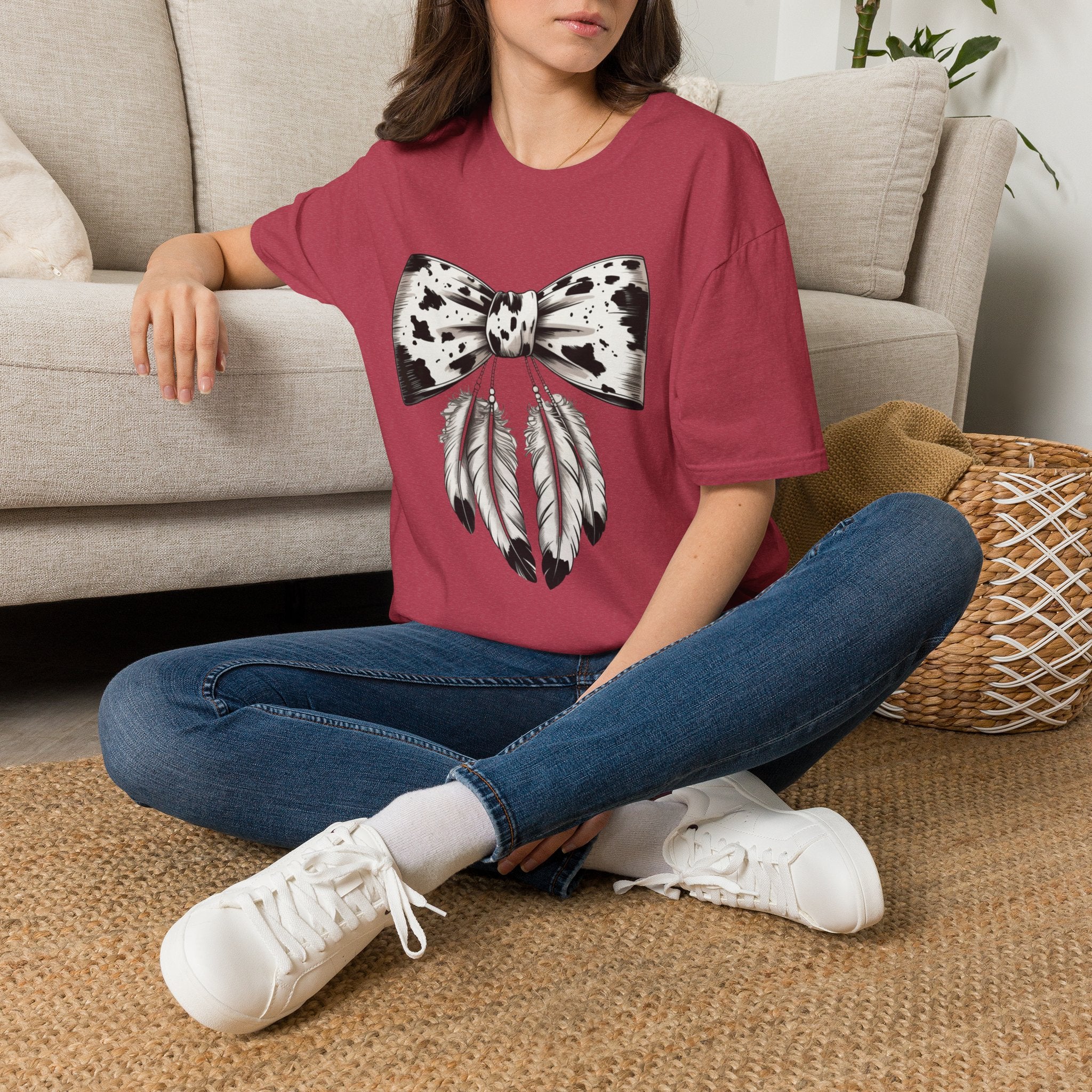 Cow Bow with Feathers Softstyle T-Shirt