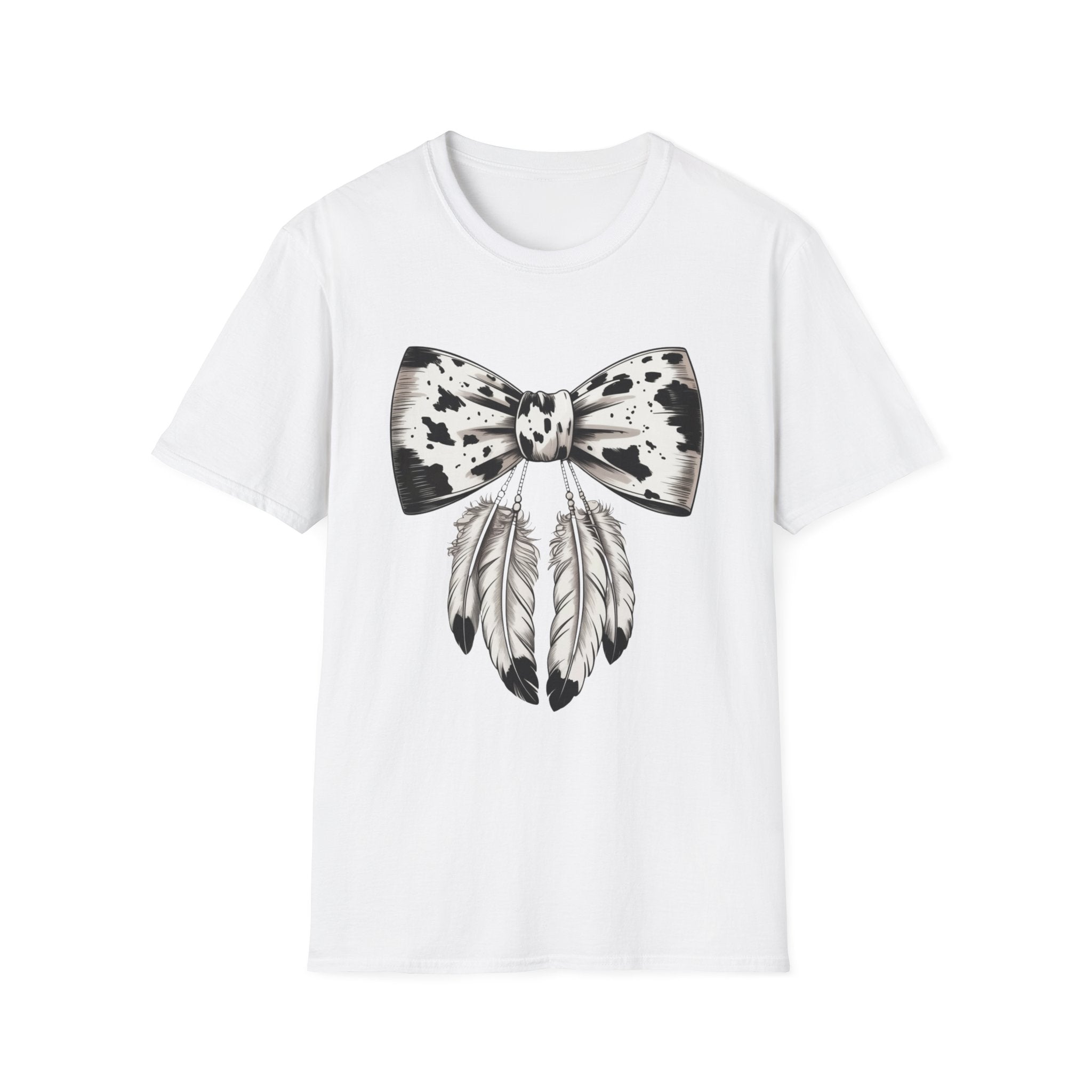 Cow Bow with Feathers Softstyle T-Shirt